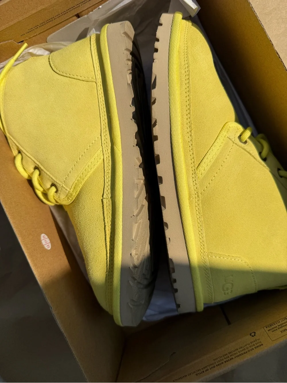 UGG Bright Yellow Suede Lace-Up Winter Boots